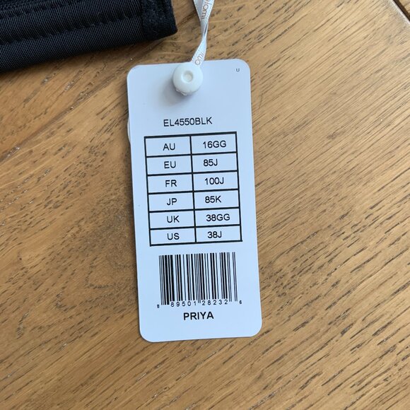 Women's Elomi Priya Plunge Bra Sexy Black Size 38J - Picture 8 of 11